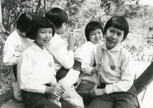 Students of Chi Lin Primary School enjoying themselves in an outdoor activity held between 1970s and 1980s