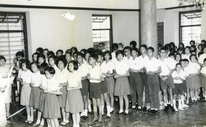 Students of Chi Lin Primary School attending a chanting assembly in Chi Lin Nunnery held between 1970s and 1980s