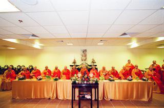 Eminent monks from various monasteries were invited to officiate at the Consecration Ceremony of the Buddhist statues
