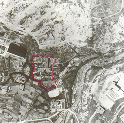 Aerial view of Chi Lin Nunnery in the 1940s (circled in red)