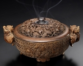 Bamboo censer with relief carving