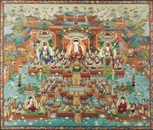 Large exquisite embroidery of painting of “Amitāyurdhyāna Sūtra Transformation ”