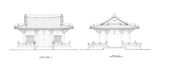 Front and side elevations of Shan Men, Chi Lin Nunnery