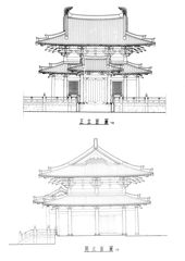 Front and side elevations of the Hall of Celestial Kings, Chi Lin Nunnery