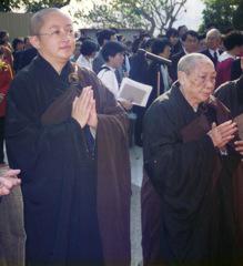 Ven. Shui Yung, the Abbess of Chi Lin Nunnery, was accompanied by her deputy, Ven. Wang Fun, at the Groundbreaking Ceremony on 3 January 1994