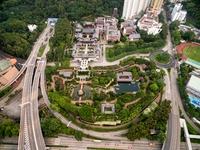 An aerial view of Chi Lin Nunnery and the Nan Lian Garden